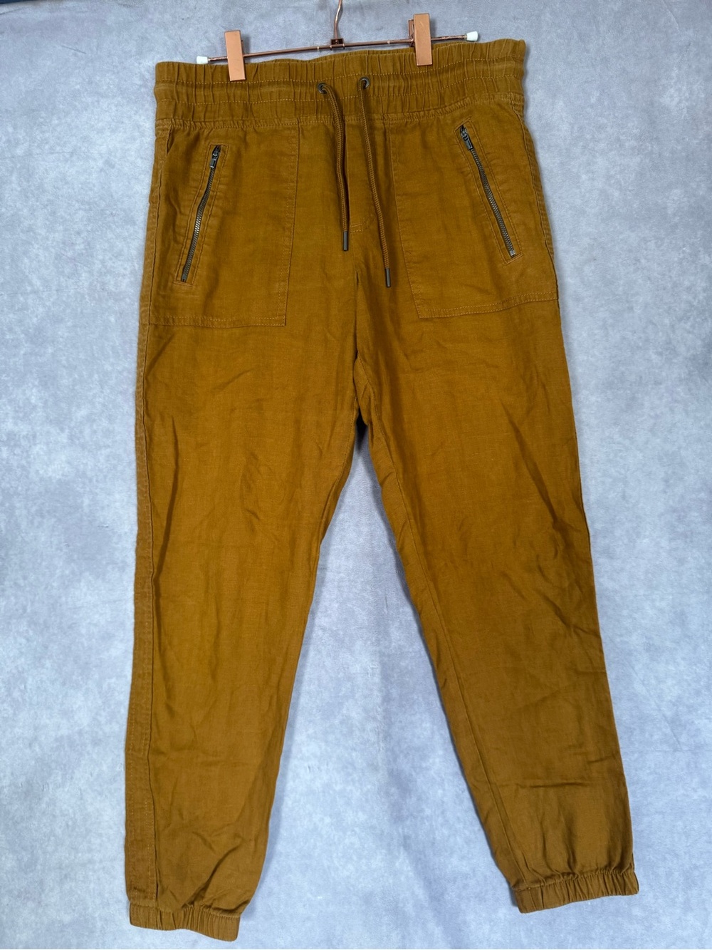 Athleta Womens Cabo Linen Jogger Elastic Waist Rust Brown Pants 4T Meas: 30x30